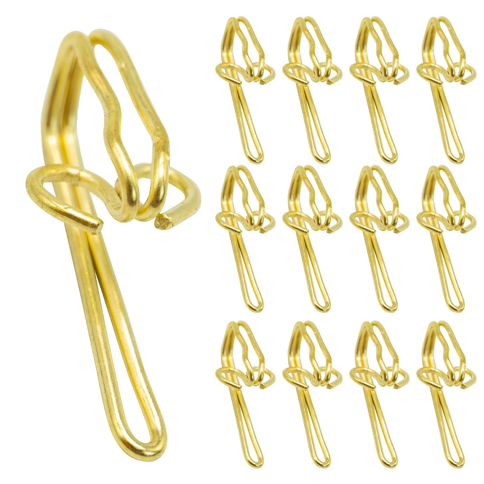 Heavy Duty Curtain Hooks,100 PCS Metal Curtain Header Tape Drapery Hooks for Pencil Pleats Curtains,Window Curtain(GOLD)