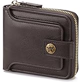 LOUEBICA Wallet Men Leather Bifold Wallets For - Flap ID Window Zip Coin Pocket Mensr Wallets - Big Capacity Credit Card Travel Wallet