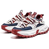 Men's Chunky Platform Sneakers, Multicolor Patchwork Lace - Up Fashion Shoes with Unique Design, Comfortable for Casual Daily Wear