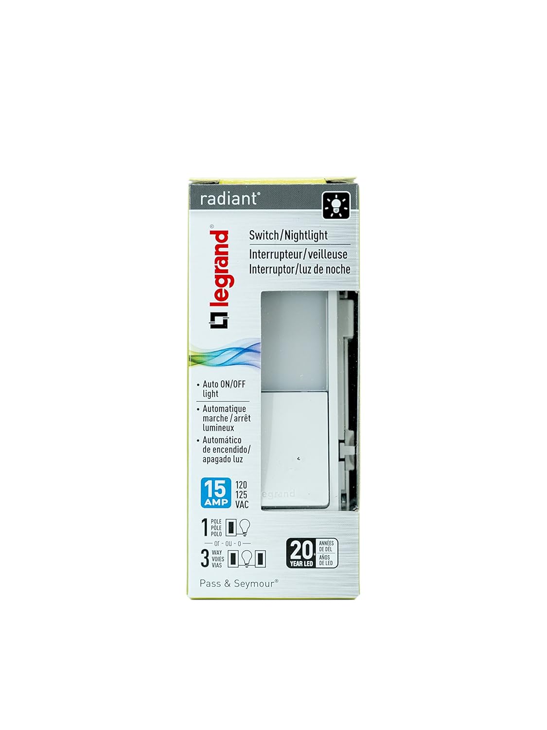 Legrand - Pass & Seymour NTL873WCC6 Radiant Night Light with Single Pole, 3  Way Switch Electrical Outlet, White - - Amazon.com