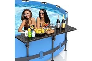 BoYata Pool Bar, Above Ground Pool Side Bar, 49.4× 9.6" Aluminum Pool Side Table Holds up to 110LBS, Swim Up Bar Fits Top Rails 4.48" or Less, Frame Above Ground Round & Oval Swimming Pool Accessories