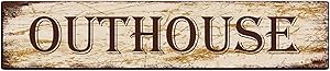 Outhouse Aluminum Metal Plaque Rustic Tin Sign Retro Wall Decor 4x16 in / 10x40 cm