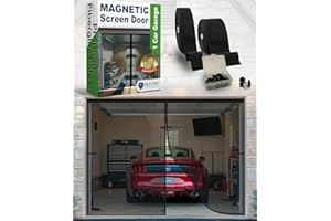 Magnetic Garage Door Screen 1 Car – 7’h x 10’w Ultra-Durable 60g Fiberglass Mesh – Strong High-Energy Magnets – Weighted Bott
