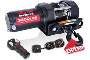 OPENROAD 3500 lb ATV/UTV Winch, Black Heavy Duty 12V Electric ATV Winch Compatible with 3000lb Winch with Wireless Remote Con
