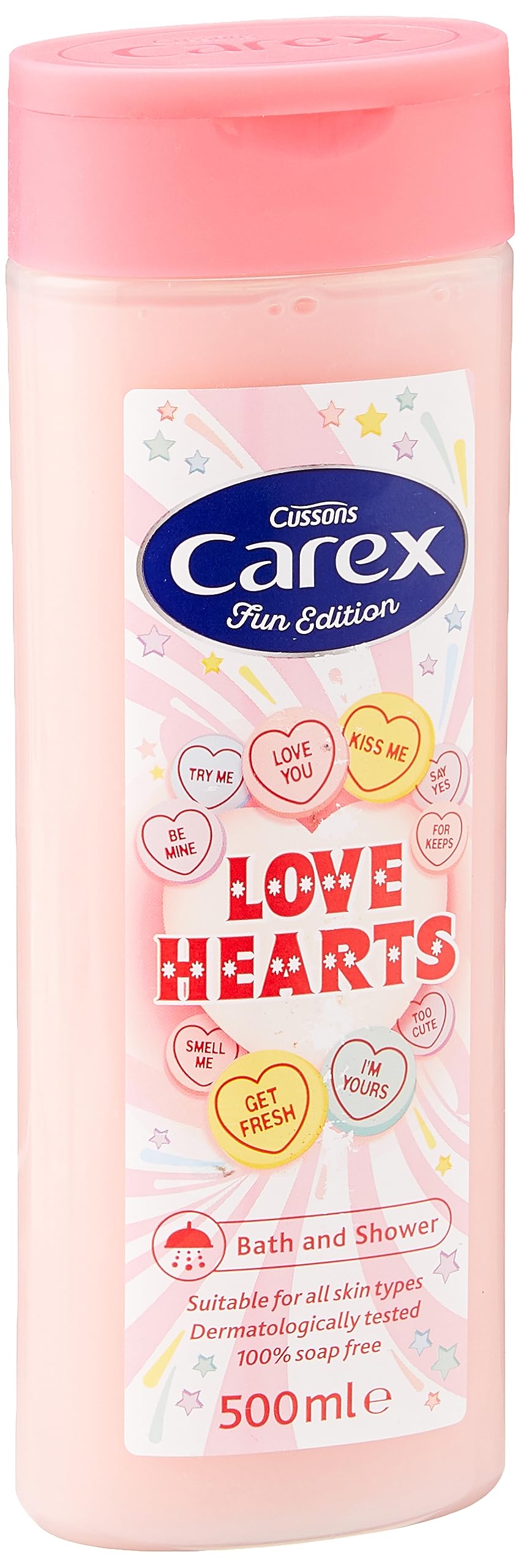 Carex Fun Editions Love Hearts Shower Gel, Cleans, Cares and Protects, Bulk Buy, Pack of 6 x 500 ml