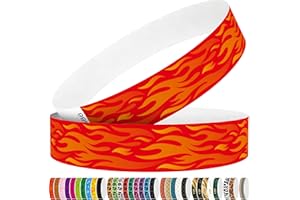 WM INFINITE 250 Tyvek Wristbands - Colored Paper Wristbands for Events - Red Flame Wrist Bands for Parties, Games, Competitions (red)