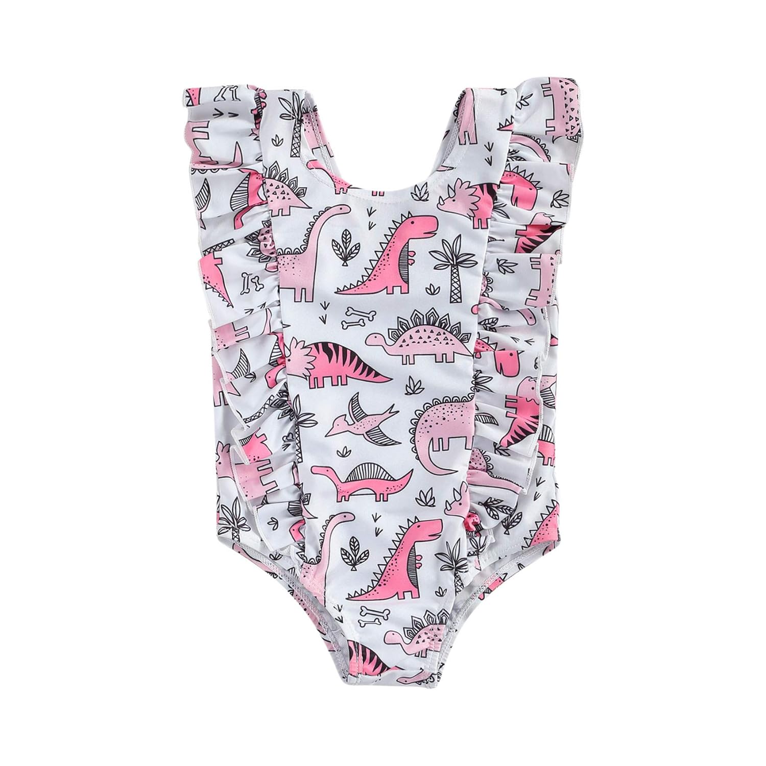 Toddler Baby Girls One Piece Swimsuit Leopard/Mermaid/Dinosaur Ruffle