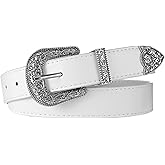 QFGasre Western Belt for Women Men Leather Country Belt for Fashion and Waist Cowboys Cowgirls Carving Buckles Belts for Jeans Pants Halloween Dekorationen