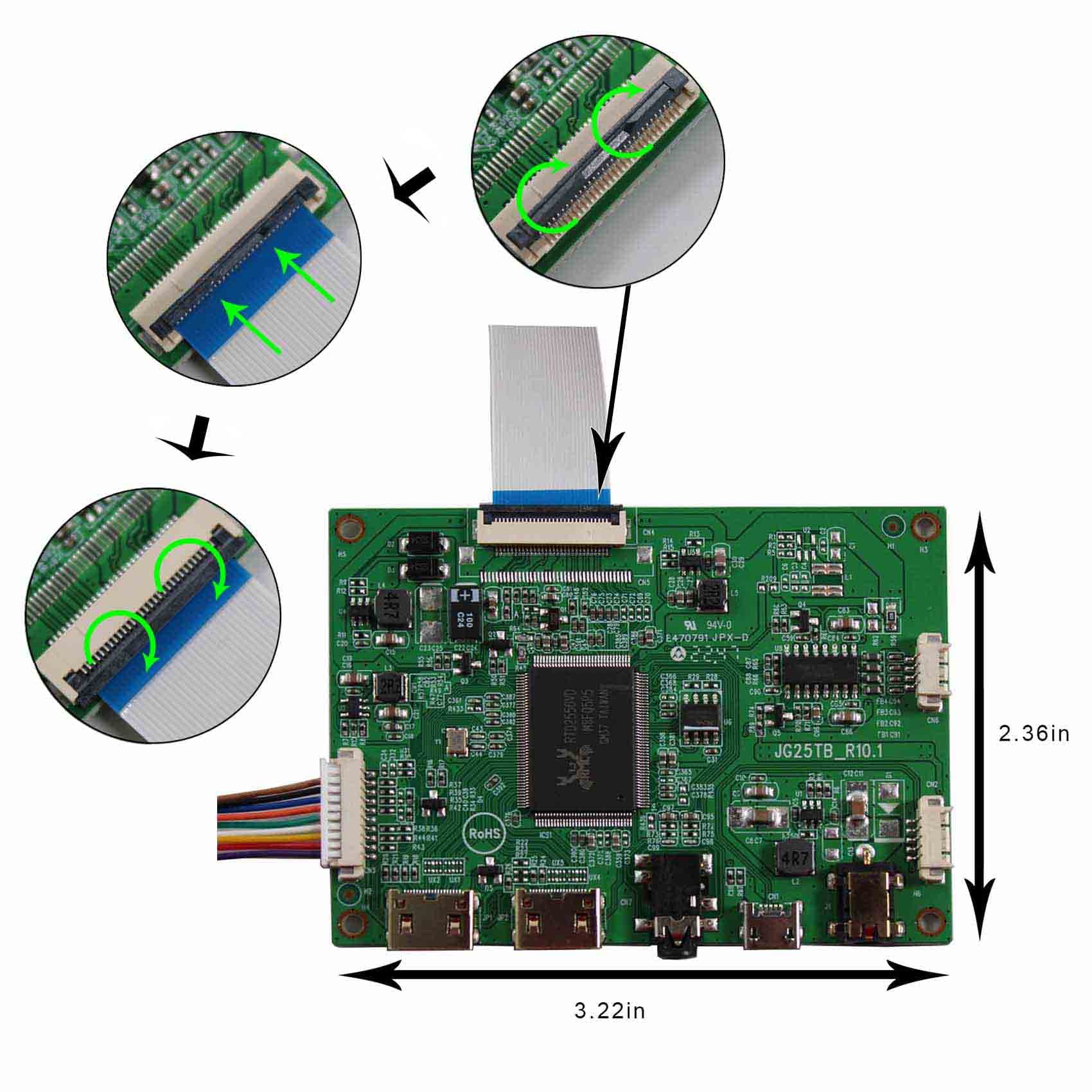 VSDISPLAY LCD Controller Board for 12.6inch 1920x515 LCD Screen
