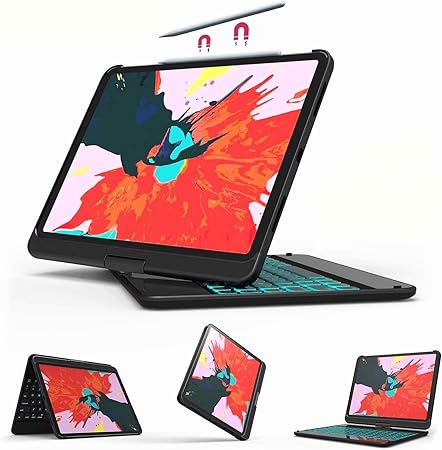 Amazon Com Ipad Pro 11 Keyboard Case Backlit 7 Color Charging Pencil Thin Light 360 Rotatable Wireless Bt Apple Ipad Pro 11 Inch 2018 Case With Keyboard Yekbee 360 For Ipad Pro 11 Black Computers Accessories