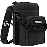 NATURE PIONEOR Water Bottle Holder with Adjustable Strap - Half/One Gallon (64/128oz) Insulated Water Bottle Sling Carrier with Phone Pocket & Paracord Handle, Outdoor Camping, Hiking, Gym