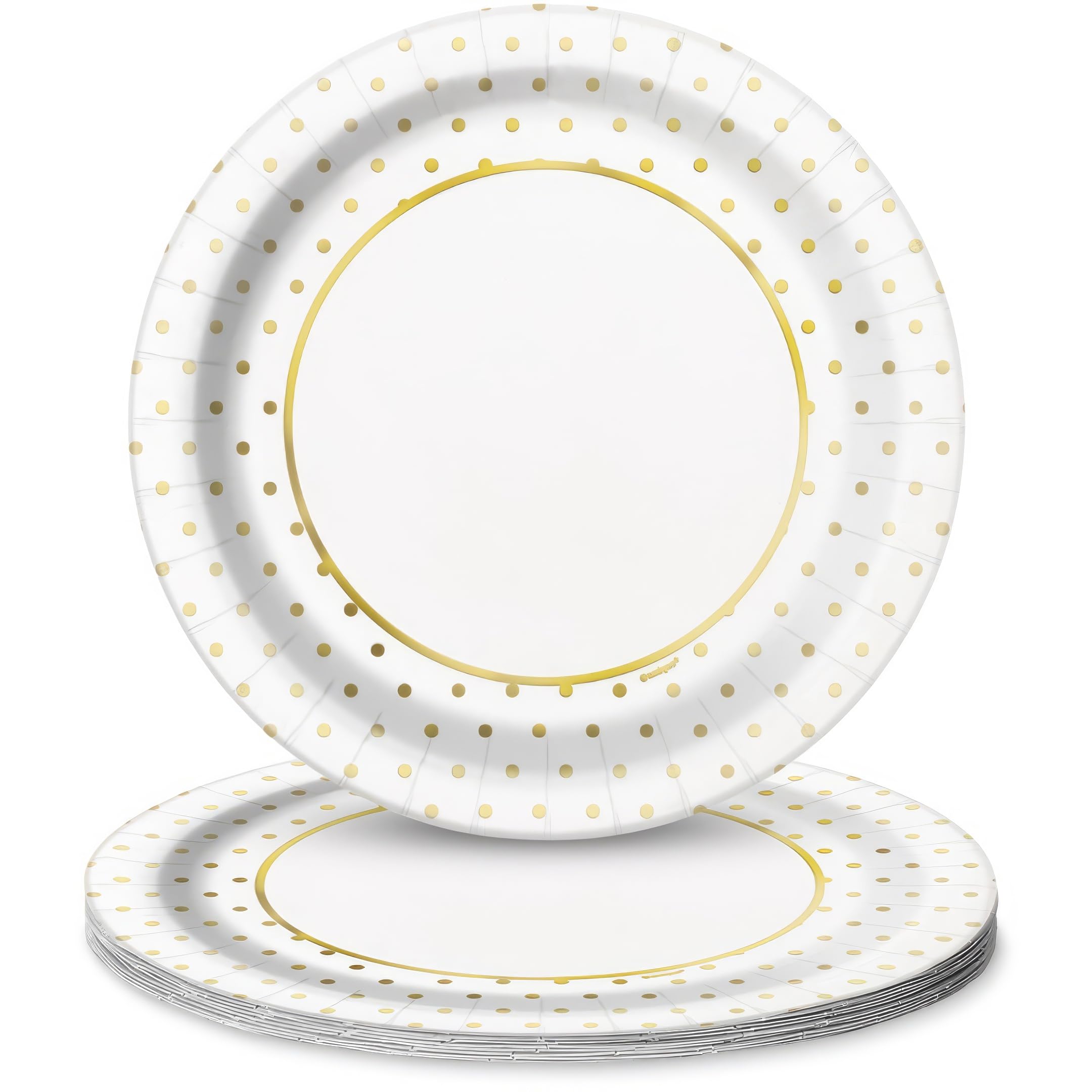 Unique Party 72575 9" Round Dinner Plates | Elegant Gold Dots Design | Party Foil Board