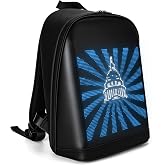 Tesinll LED Backpack, Laptop Backpack with LED Display, Waterproof Shoulder Travel Backpack, Gift for Men Women Fits 15.6 Inch Laptop, 10.4L (Black)
