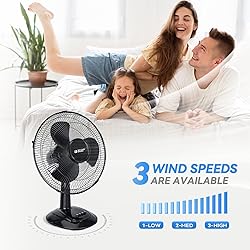 BEYOND BREEZE Oscillating Table Fan, 12” Blades