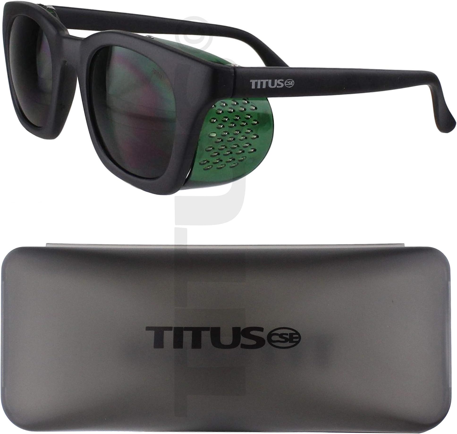 Titus Retro Style IR Welding Safety Glasses w/Folding Side Shield (With Fitted Hard Case, IR #5 & Poly Side Shields)