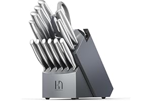 Knife Set, 14 Pcs Premium Japanese High Carbon Stainless Steel Kitchen Knife Set, Razor Sharp Knife Block Set with Built-in S