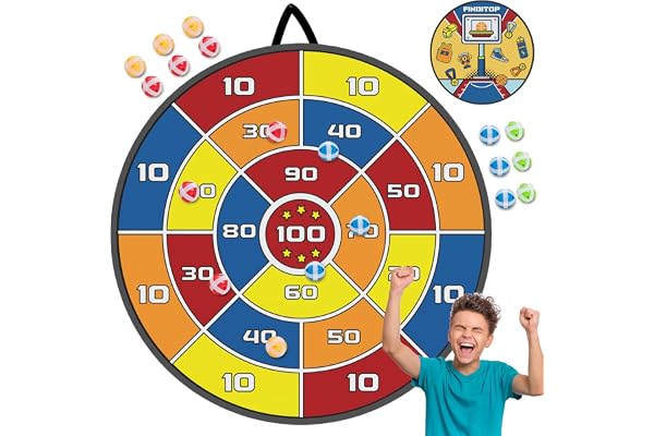 Finditop Outdoor Games, Large 29in Dart Board and Basketball Kids Games, Double-Sided Party Games Outdoor Toys Gifts for 3 4