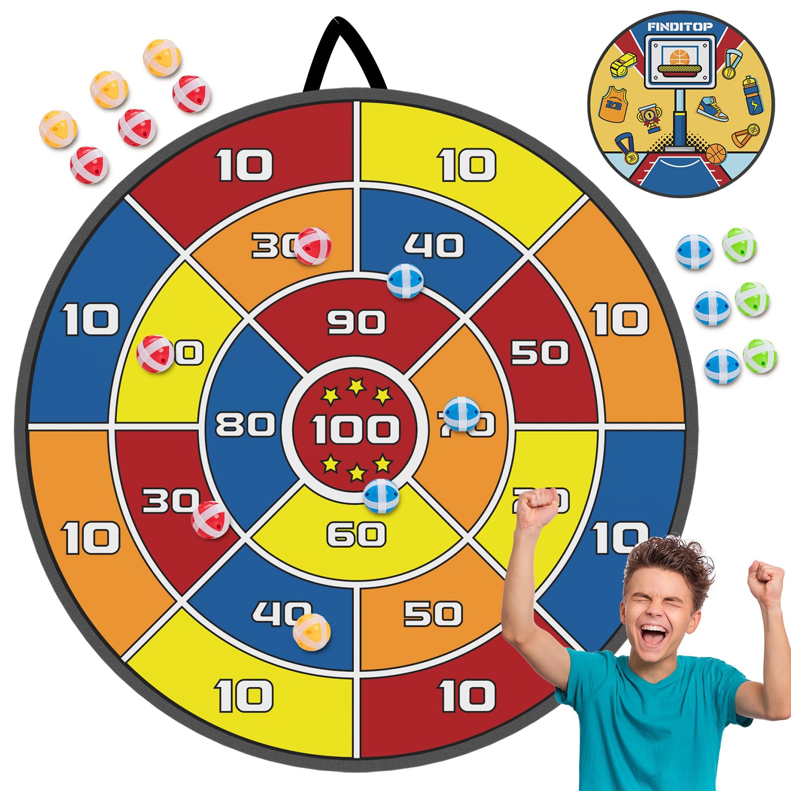 Finditop Lawn Games, Large Dart Board Game, Basketball Toss Games, Party Games Outdoor Games Gifts for 3 4 5 6 7 8 9 10 11 12 Years Old