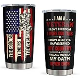 Pudmaple Veterans Day Gifts Tumbler 20oz, Gift for Veteran, Veteran Gifts for Men, Army/Marine Corps Veterans Present, Vietnam Veterans Present, Gift for Proud Patriotic Hard Head Veterans Drink Cup
