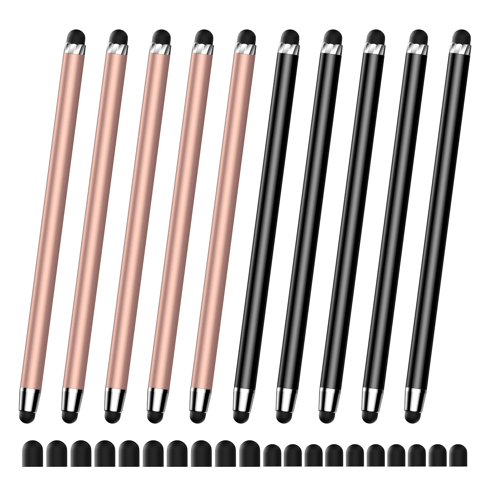 Photo 1 of 10 PCS Stylus,Stylus Pen for Touchscreen,Stylus 2-in-1 High Sensitivity & Precision Suitable for Touch Screens of iPhone/ipad/Android Tablets(10 Stylus Pen Rose Gold/Black + 20 Tips)