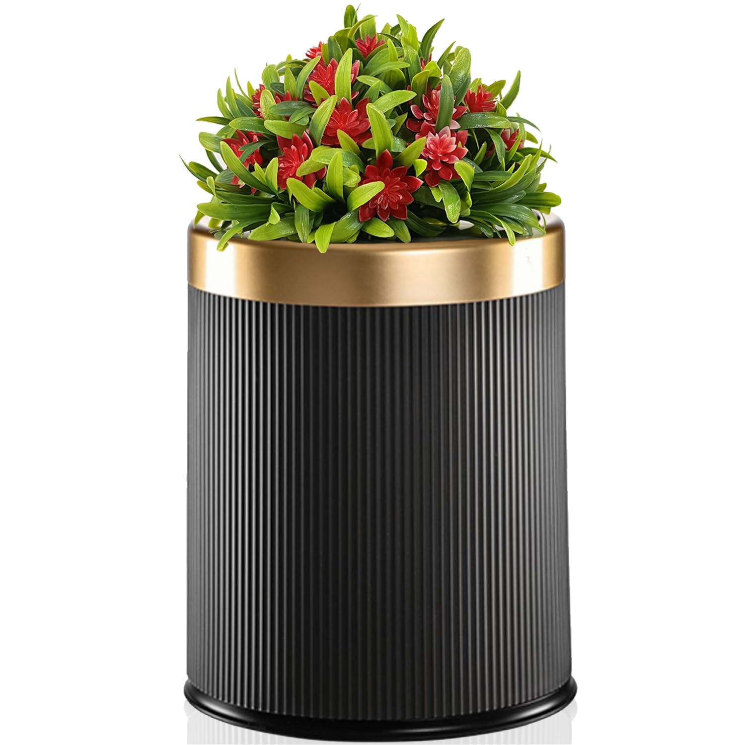 Yatmung 2.5 Gallon Plant Styled Trash Can With Lid - Slim Hidden Bathroom & Bedroom Bin