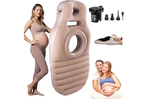 ZWFDC Inflatable Pregnancy Sleep Pillow: for Stomach Sleeping Full Body Mattress with Belly Hole Maternity Airbed for Pregnant Women Pregnancy Rest,Back & Hip Pressure Relief (Khaki)