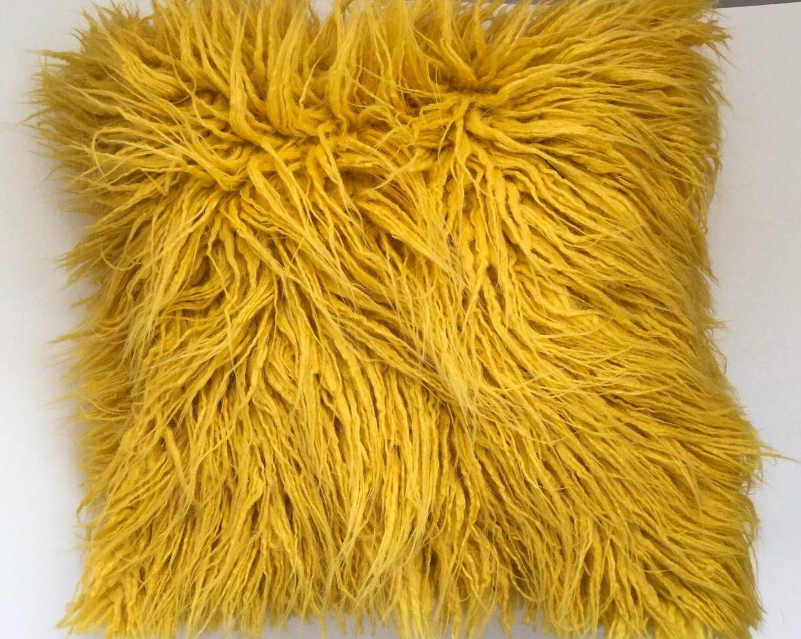Yellow Fur pillows, Faux fur pillows Yellow, Pillow Cover