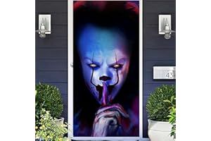AeapYar Joker Clown Halloween Banner Decoration Door Cover Backdrop Trick or Treat Horror Movie Character Killer Creepy Scary Terror IT Theme Background Decor Birthday Party Photo Props