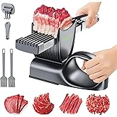 SupMaKin Fresh Meat Slicer with SteadyGrip, Adjustable 2/4 mm, 17 in 1 | Stainless Steel Manual Meat Cutter, Cleaver Kitchen Knife, Jerky Slicer Suit for Chicken Breast Beef Pork