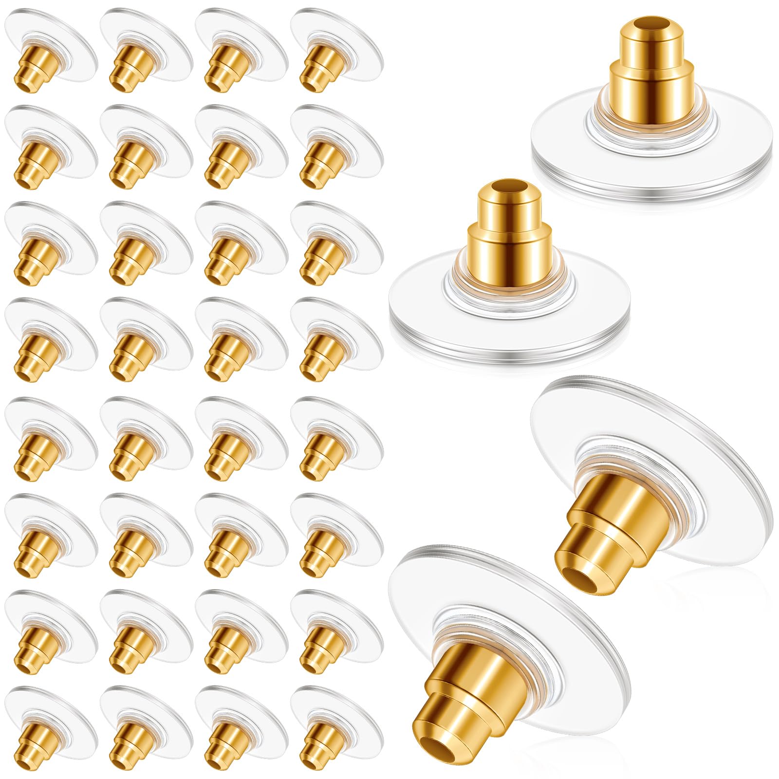 Photo 1 of 200 Pcs Earring Backs for Droopy Ears Backs Replacements Earring Backs for Heavy Bullet Clutch(Gold)
