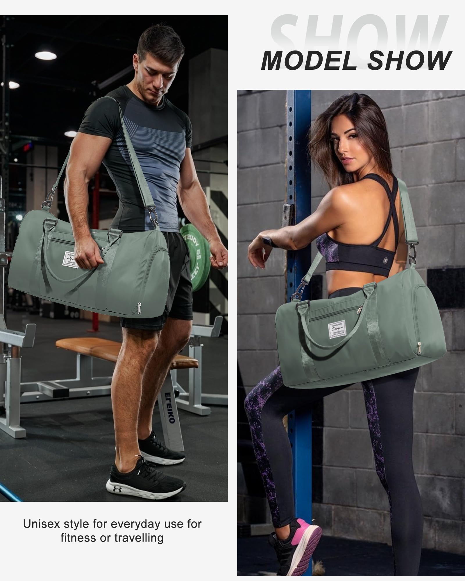 Gym Bag Womens,Travel Duffel Carry on Bag Sport Tote Bag Weekend Overnight Bag