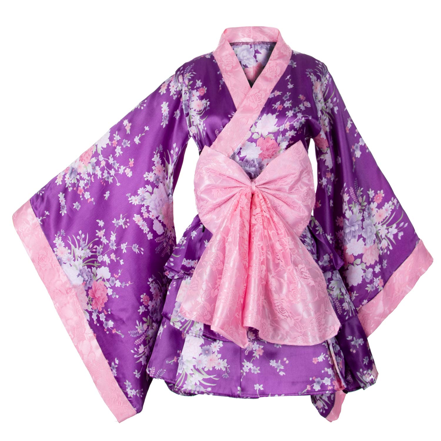 Elibelle Japanese Anime Lolita Cherry Sakura Flower Printing Kimono Costumes Fancy Dress Maid Cat Headband Socks Set Dhf003 Purple Purple Xl Asia 2xl Amazon Com Au Fashion