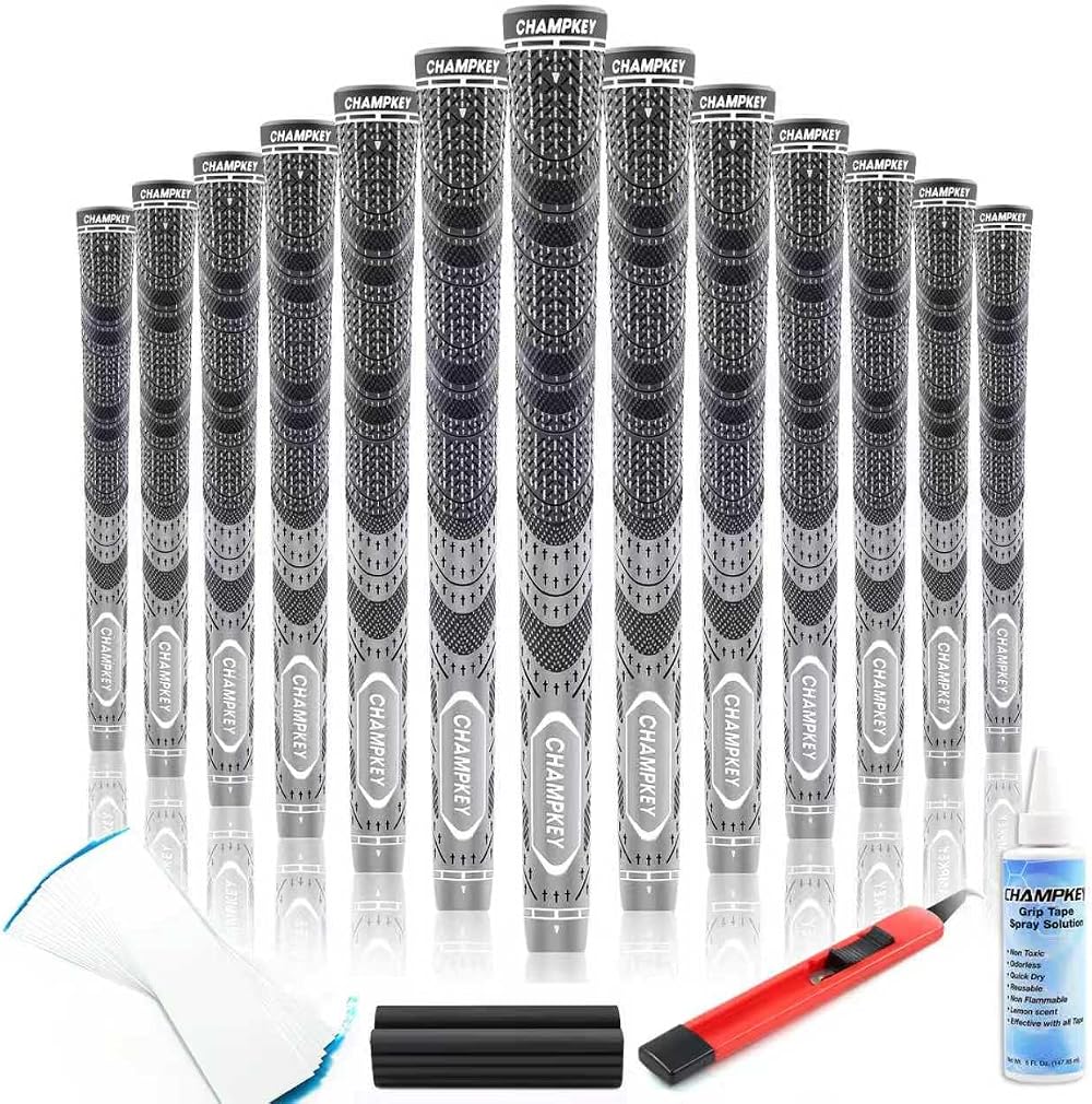 CHAMPKEY Premium Hybrid Golf Grips 13 Pack All Weather Midsize Grey