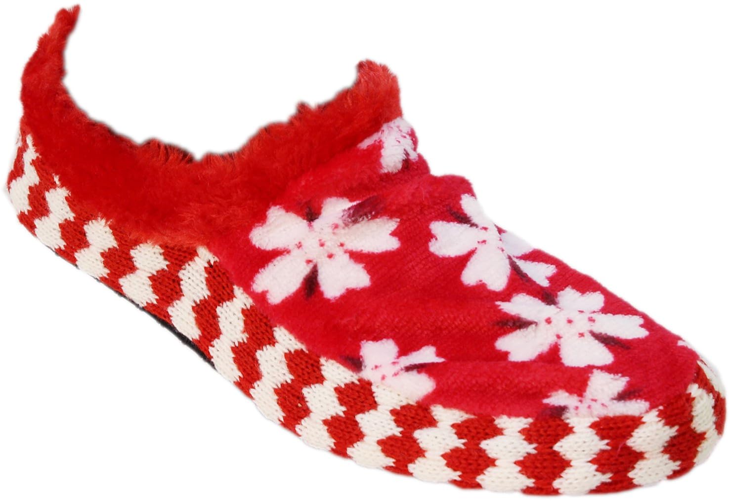 neskamoda soft cotton women's red booties/indoor slippers-bt140