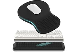 MEKASS Ergonomic Mouse Pad and Keyboard Wrist Rest Set, Super Soft Memory Foam Desk Wrist Support for Computer Keyboard, Non-Slip Arm Palm Rests Cushion for Typing Gaming Office Laptop Mac (Black)