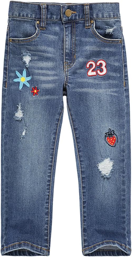 Girl's Classic Straight Leg Jeans Pants Regular Fit Stretch Denim Jeans (Age 3-12 Years)