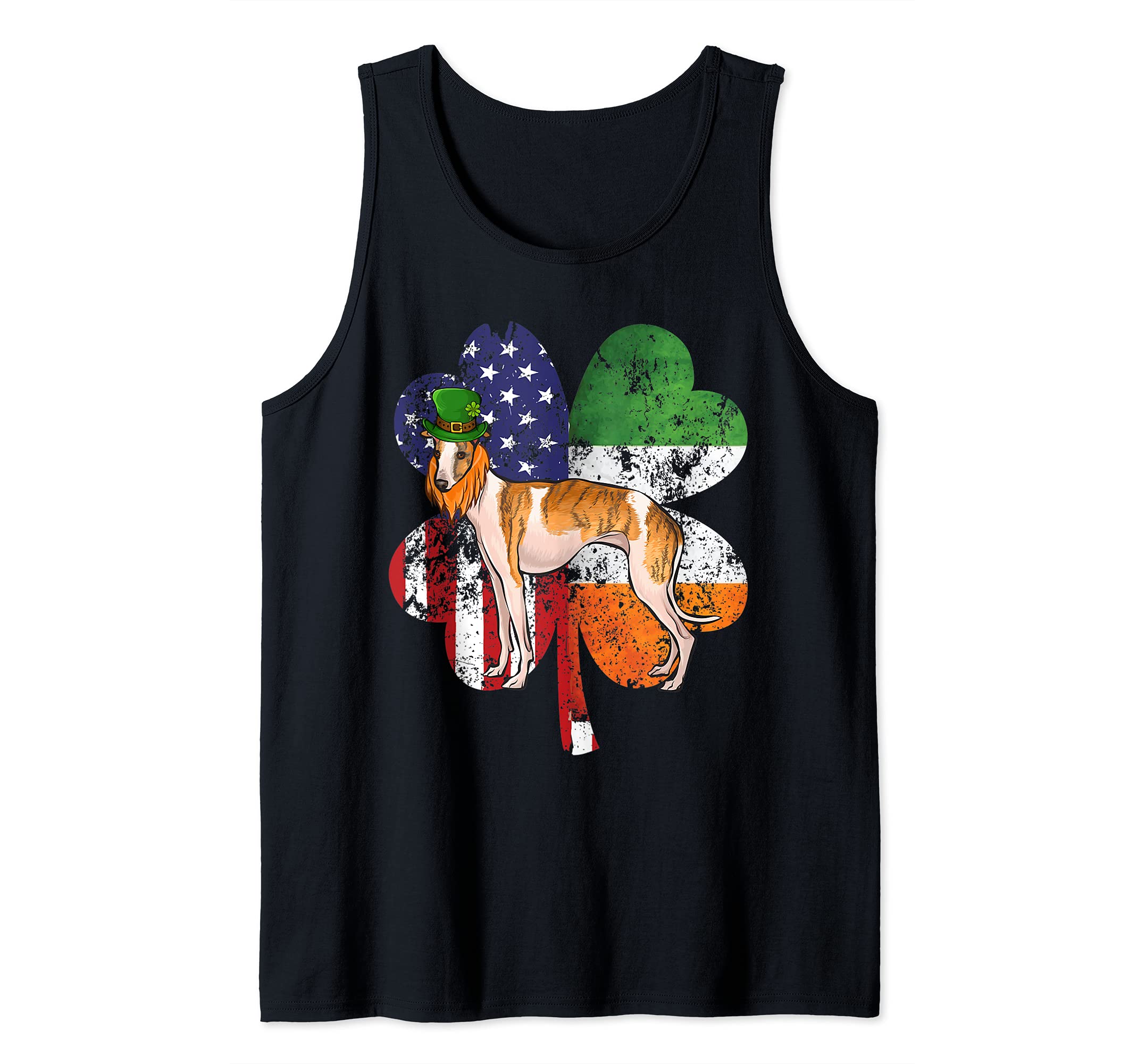 St Patricks Day Irish American Flag Whippet Dog Tank Top