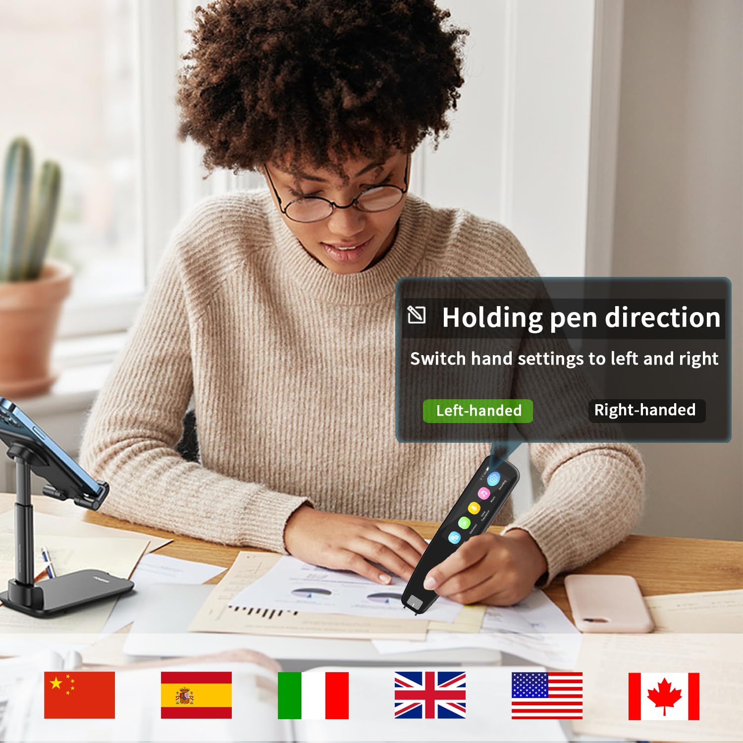 Language Translator Device, DOSMONO OCR Reading Pen, Dyslexia Reading Tool (Black)