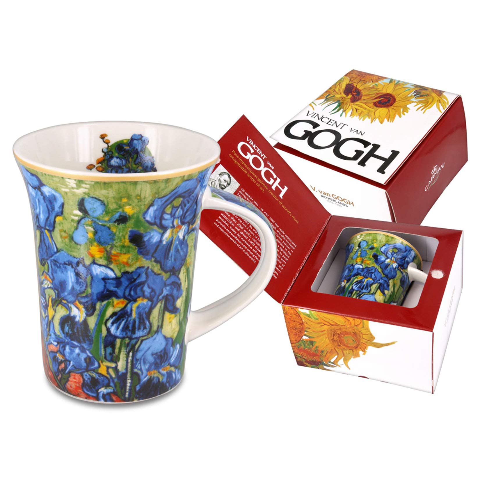 CARMANI - Porcelain mug decorated with 'Iris' by Vincent Van Gogh 350 ml