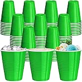 cssopenss 120 pcs 12 oz Green plastic cups Christmas plastic Disposable cups green Party Cups for drinking Tastings served Snacks Barbecues Picnics