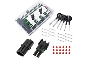 Kikerike 286Pcs 25 Kits Waterproof Automotive Electrical Connectors 2 Male&Female Pin 22-14AWG Wire Harness Spark Plug Connec