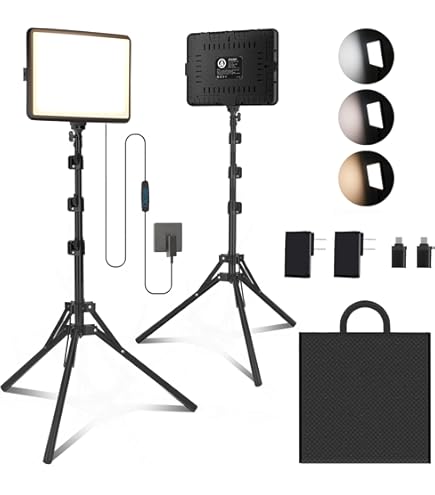 Obeamiu 2-Pack 20W LED Video Light Kit With 63" Tripod Stand – 2500-8500K Adjustable Studio Lighting