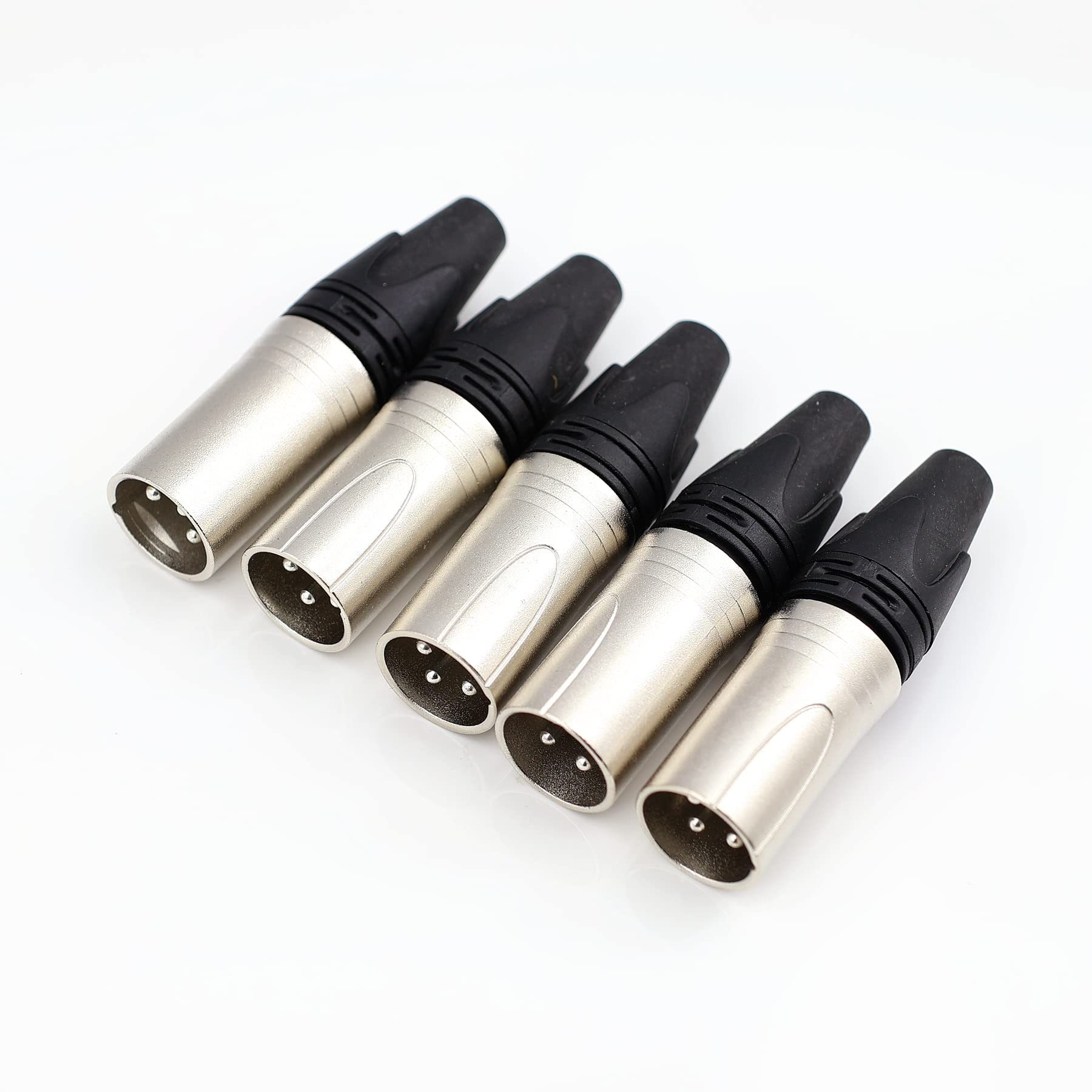 RHINORO 5 pcs Matel XLR Male (3 PIN) Solder Connector Plugs Microphone Audio Cable Lead Soldering Adapter Ends Terminals