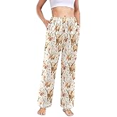 senya Cute Highland Cows Women's Wide Leg Pajama Pants with Pockets Sleepwear