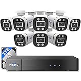 [3TB HDD+Person/Vehicle Detection] Hiseeu 5MP Security Camera System 8ch Wired Home Security Camera 8pcs Outdoor Security Cam