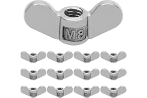 Auvotuis 12Pcs M8 Wing Nuts 304 Stainless Steel Butterfly Nut Hand Twist Fasteners Hardware Parts (1/4 Inch)