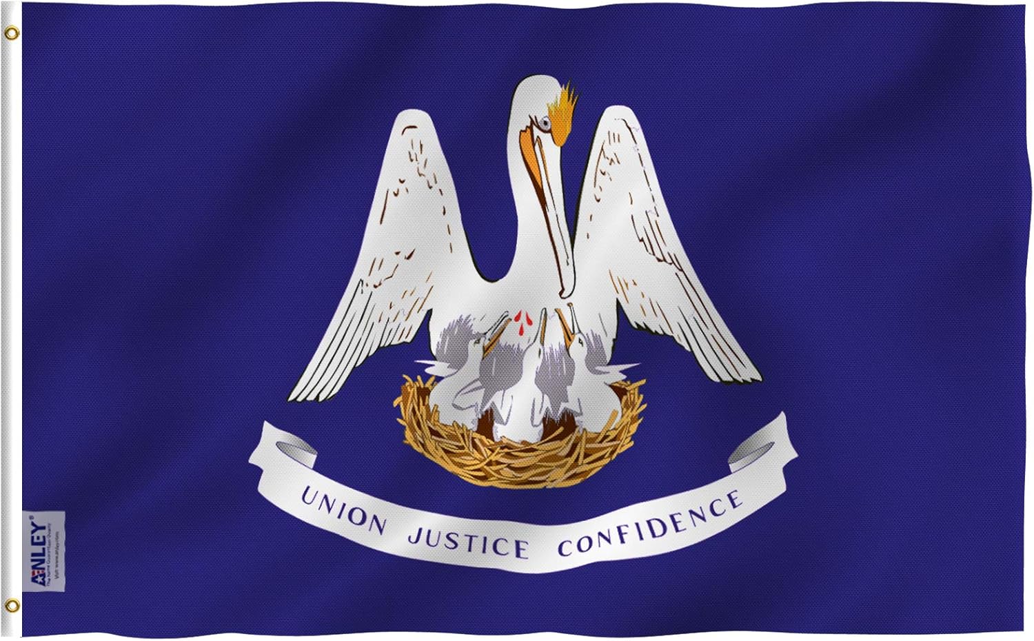 Anley Fly Breeze 3x5 Foot Louisiana State Flag - Vivid Color and Fade Proof - Canvas Header and Double Stitched - Louisiana LA Flags Polyester with Brass Grommets 3 X 5 Ft