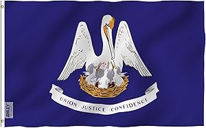 Anley Fly Breeze 3x5 Foot Louisiana State Flag - Vivid Color and Fade Proof - Canvas Header and Double Stitched - Louisiana LA Flags Polyester with Brass Grommets 3 X 5 Ft