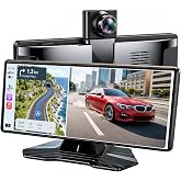 10.26" Wireless CarPlay Screen for Car, Apple CarPlay &amp; Android Auto Screen, Portable Car Stereo with 4K Front Dash Cam &amp; 1080P Backup Camera, Bluetooth, Voice Control, GPS Navigation, Mirror Link