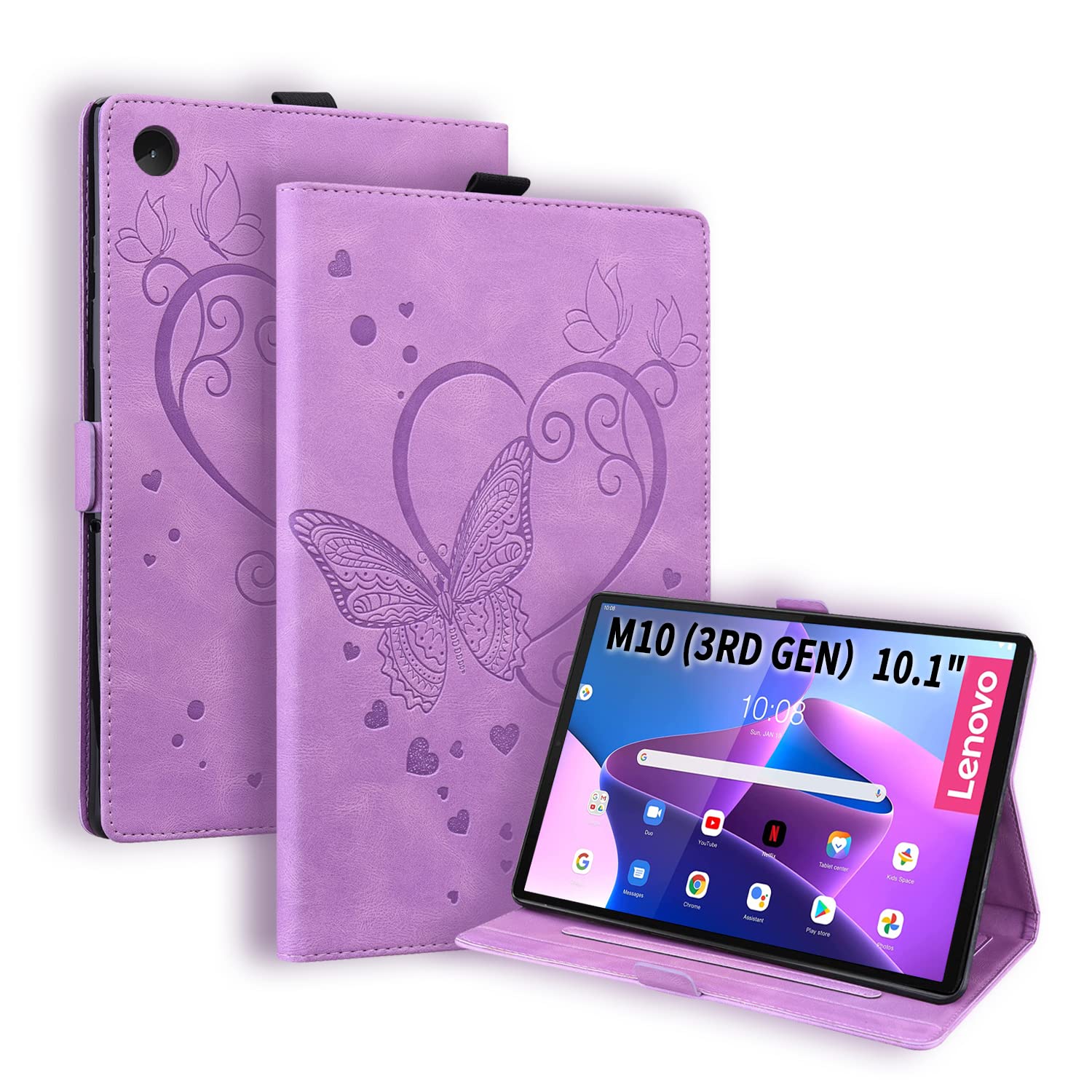 Auslbin Case for Lenovo Tab M10 3rd Gen (2022) 10.1 Inch PU Leather Case with Stand Protective Case for Lenovo Tab M10 3rd Generation, Purple